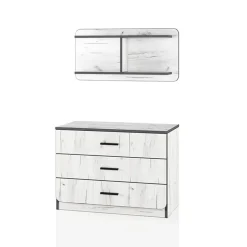 Cassettiera 80x148h cm con mensola 3 cassetti bianco rustico Zadar