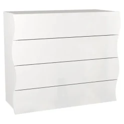 Cassettiera 90x80h cm moderna bianco laccato lucido Sea Gihome®