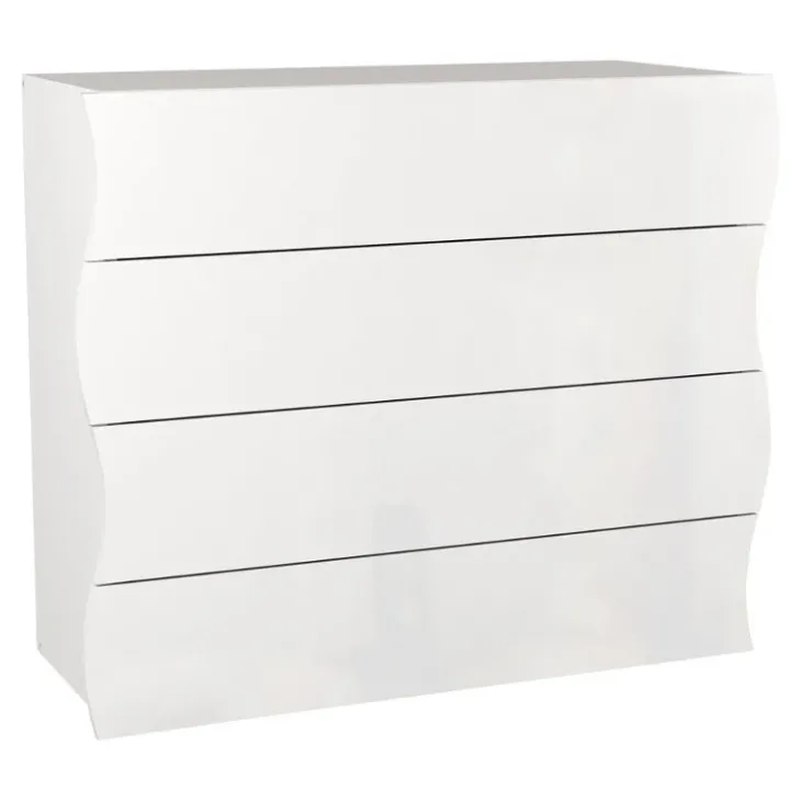 Cassettiera 90x80h cm moderna bianco laccato lucido Sea Gihome®