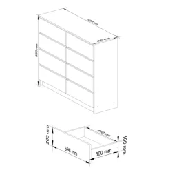 Cassettiera 120x100h cm moderna 8 cassetti bianco Living