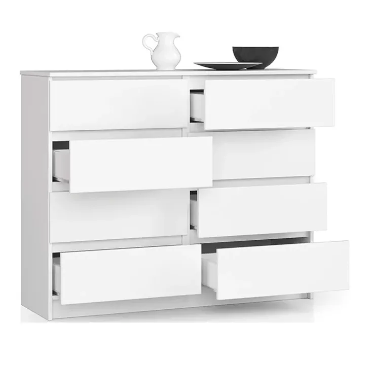 Cassettiera 120x100h cm moderna 8 cassetti bianco Living