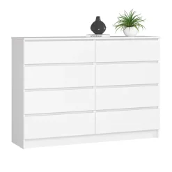 Cassettiera 140x100h cm moderna 8 cassetti bianco Living
