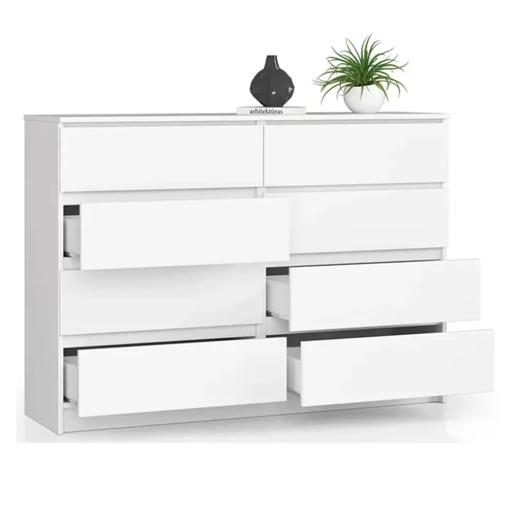 Cassettiera 140x100h cm moderna 8 cassetti bianco Living