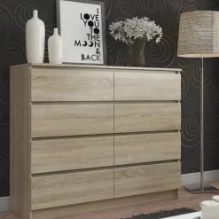 Cassettiera 140x100h cm moderna 8 cassetti rovere Living