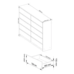 Cassettiera 160x120h cm moderna 10 cassetti rovere Living