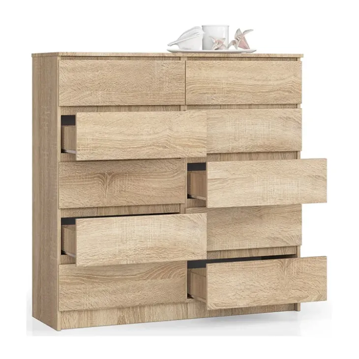Cassettiera 120x120h cm moderna 10 cassetti rovere Living