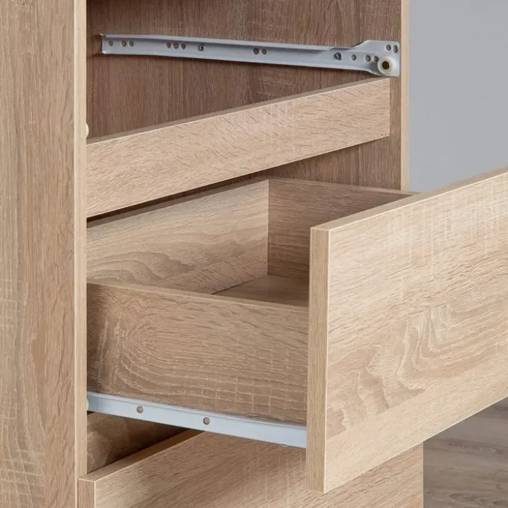 Cassettiera 140x77h cm moderna 6 cassetti rovere Living