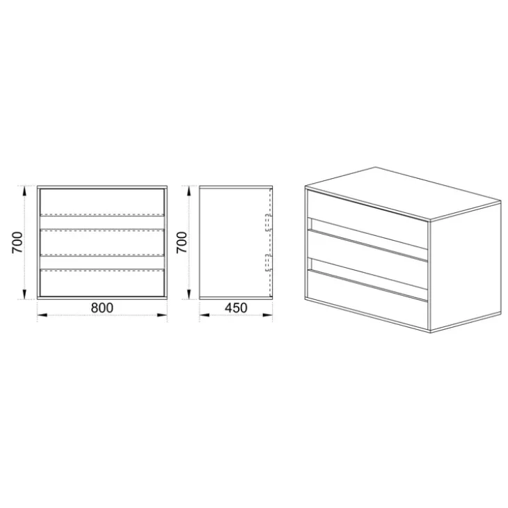 Cassettiera 80x70h cm moderna rovere grigio Altea