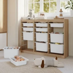 Cassettiera 132x95h cm portagiochi con cassetti rovere Fast Concordia