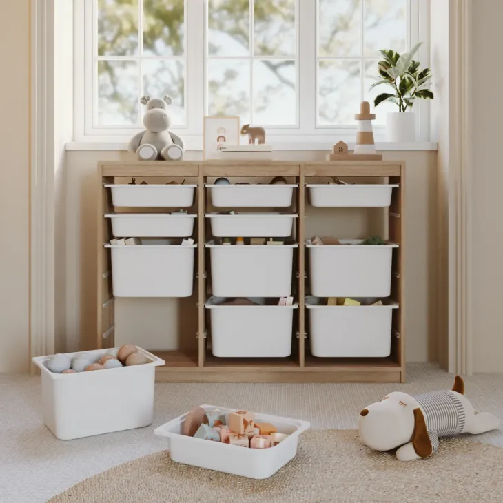 Cassettiera 132x95h cm portagiochi con cassetti rovere Fast Concordia