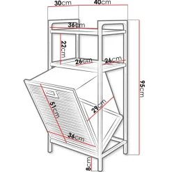 Cesto portabiancheria 40x95h cm bagno rovere Caddy