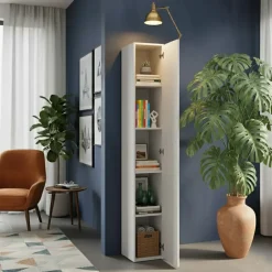Colonna a terra 28x186h cm 1 anta reversibile multiuso bianco lucido Sunset