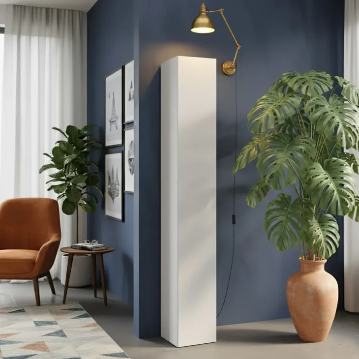 Colonna a terra 28x186h cm 1 anta reversibile multiuso bianco lucido Sunset