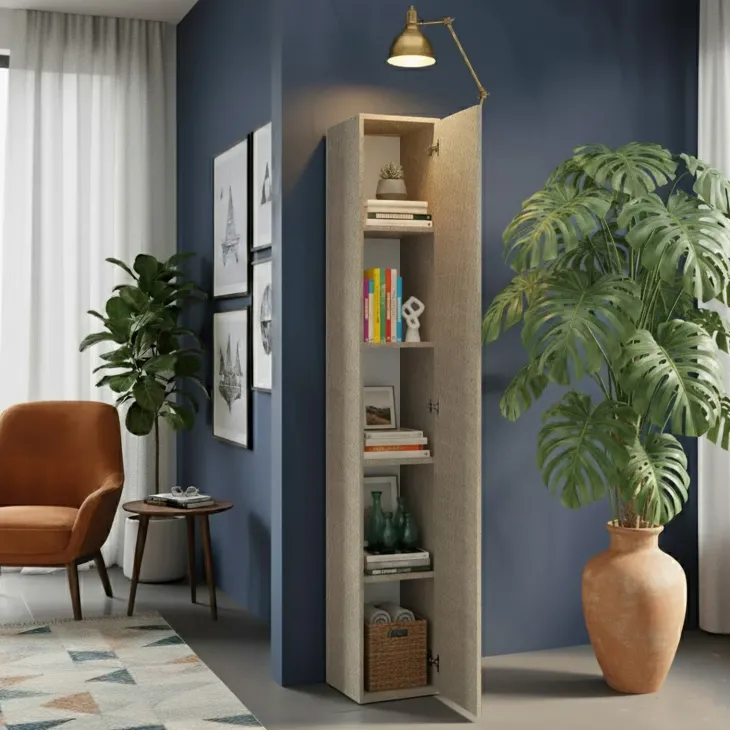 Colonna a terra 28x186h cm 1 anta reversibile multiuso tortora Sunset