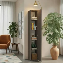 Colonna a terra 28x186h cm 1 anta reversibile multiuso marrone bronzo Sunset