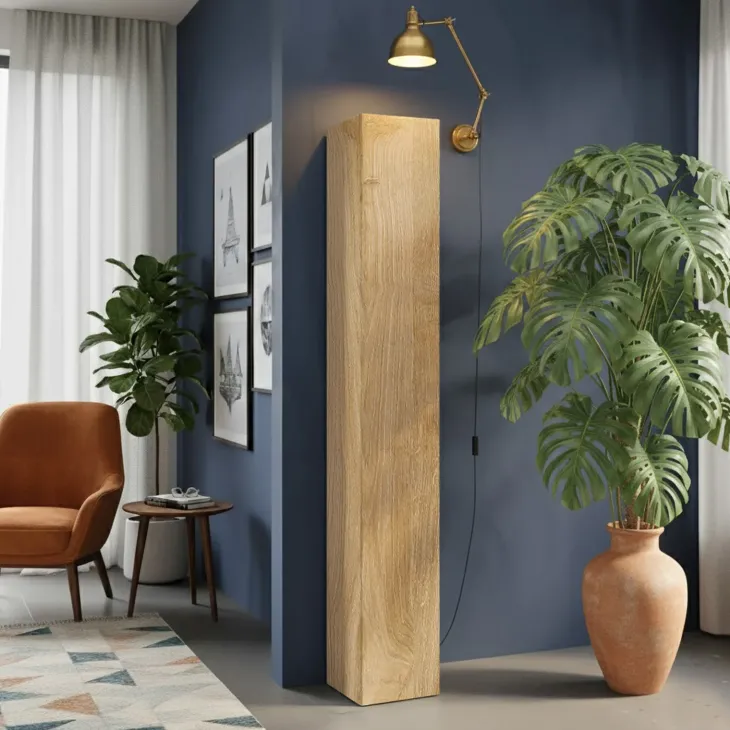 Colonna a terra 28x186h cm 1 anta reversibile multiuso rovere chiaro Sunset