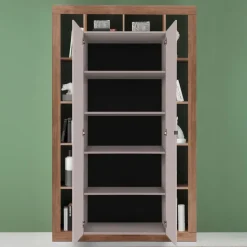 Colonna a terra 134x217h cm multiuso 2 ante beige cashmere rovere scuro Trilogy
