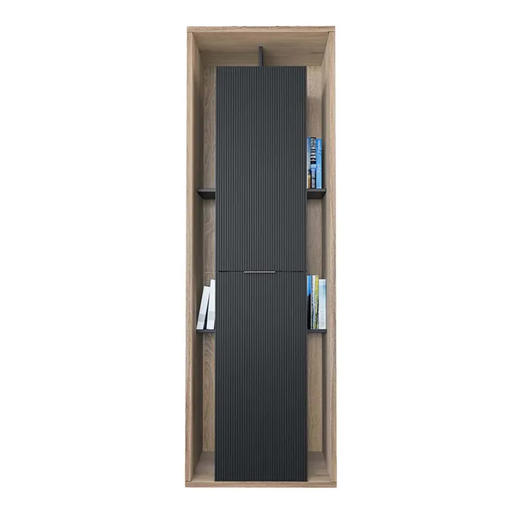 Colonna a terra 65x201h cm multiuso 2 ante cannettato rovere nero Savona