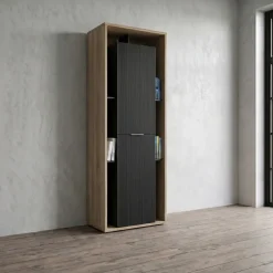 Colonna a terra 65x201h cm multiuso 2 ante cannettato rovere nero Savona