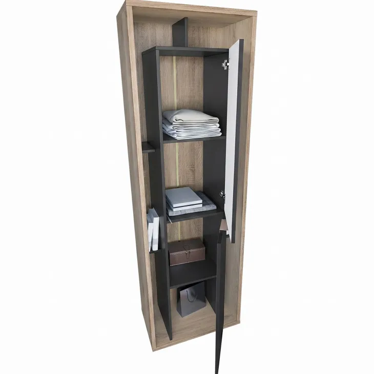 Colonna a terra 65x201h cm multiuso 2 ante cannettato rovere nero Savona