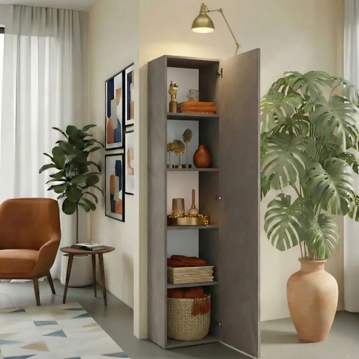 Colonna a terra 55x186h cm multiuso 1 anta reversibile marrone bronzo Sunset