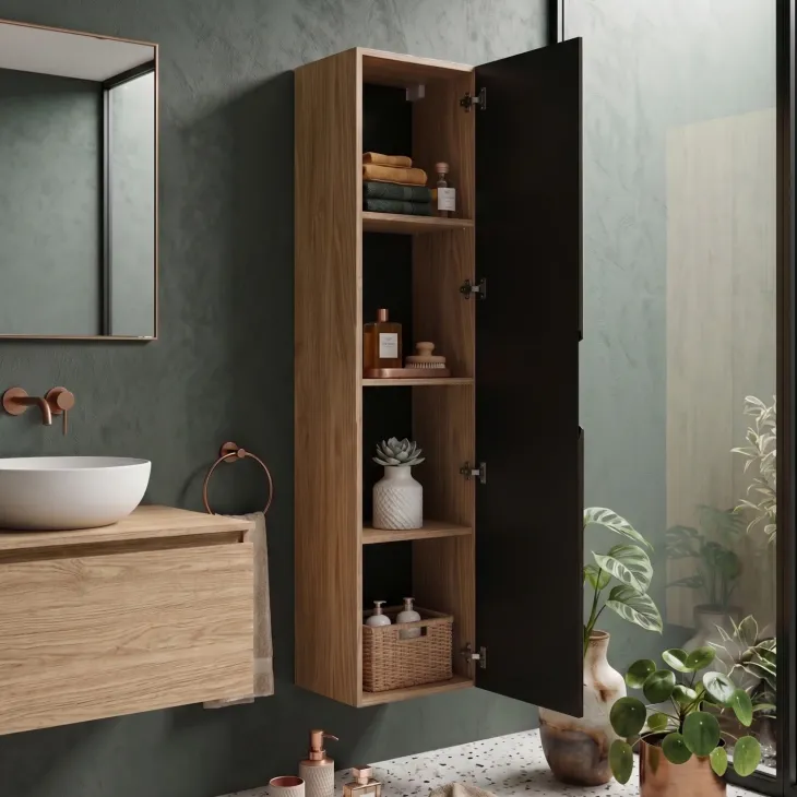 Colonna bagno sospesa 35x170h cm 1 anta nero rovere Swim