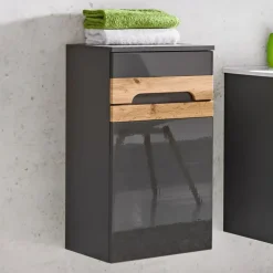 Colonna bagno sospesa 35x67h cm 1 anta rovere grigio lucido Rabat