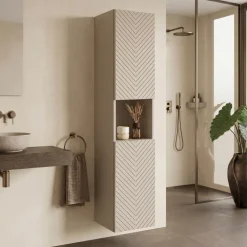 Colonna bagno sospesa 30x140h cm 1 anta beige cashmere Neutry