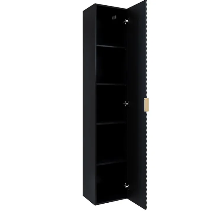 Colonna bagno sospesa 35x186h cm 1 anta nero frontale decorato Konny