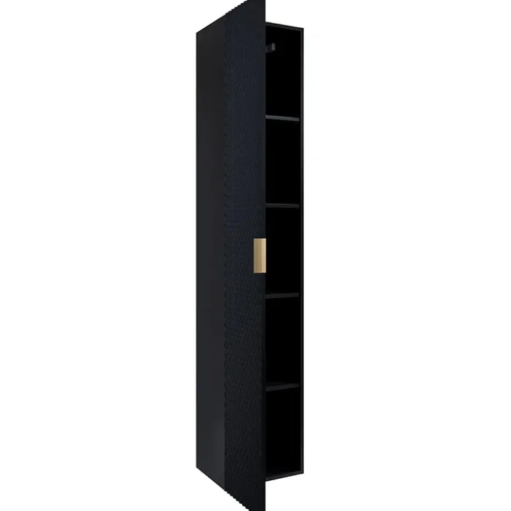 Colonna bagno sospesa 35x186h cm 1 anta nero frontale decorato Konny