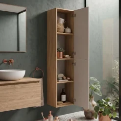 Colonna bagno sospesa 35x170h cm 2 ante beige rovere Swim