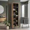 Colonna bagno sospesa 50x170h cm 2 ante rovere antracite Veny