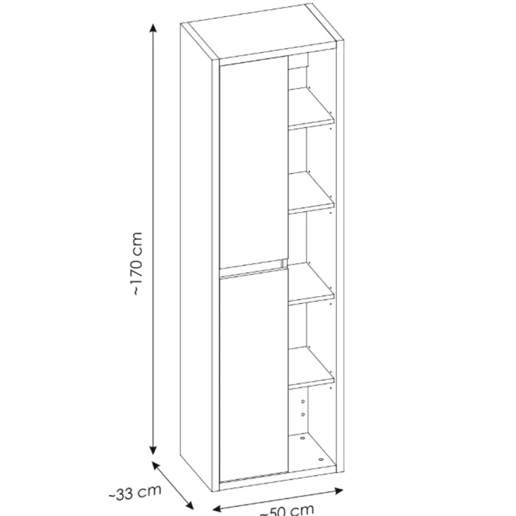 Colonna bagno sospesa 50x170h cm 2 ante rovere antracite Veny
