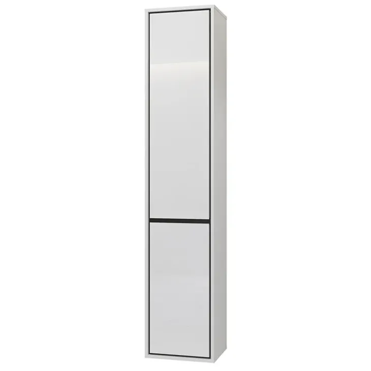 Colonna bagno sospesa 35x172h cm 2 ante bianco lucido nero Linda