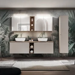 Colonna bagno sospesa 35x160h cm 1 anta 2 cassetti grigio Serif
