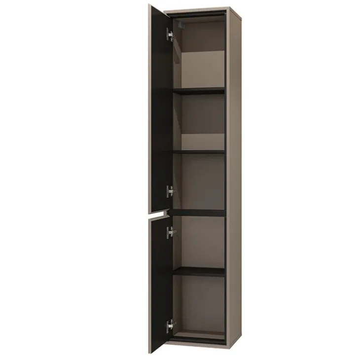 Colonna bagno sospesa 35x172h cm 2 ante tortora nero Linda