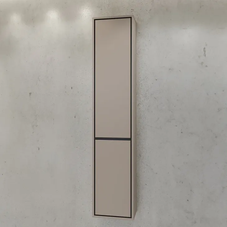 Colonna bagno sospesa 35x172h cm 2 ante tortora nero Linda
