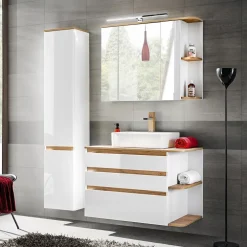 Colonna bagno sospesa 35x176h cm 2 ante bianco rovere Dual