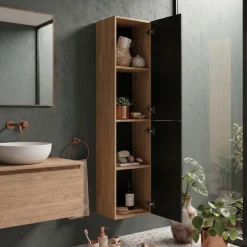 Colonna bagno sospesa 35x170h cm 2 ante nero rovere Swim