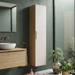 Colonna bagno sospesa 35x170h cm 1 anta beige rovere Swim