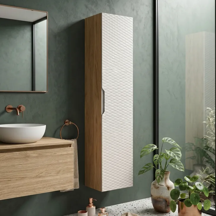 Colonna bagno sospesa 35x170h cm 1 anta beige rovere Swim