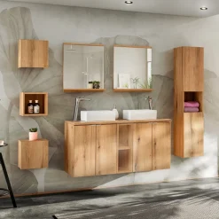 Colonna bagno sospesa 30x140h cm 2 ante rovere Rovery