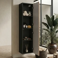 Colonna bagno sospesa 30x140h cm 1 anta noce Walnuts