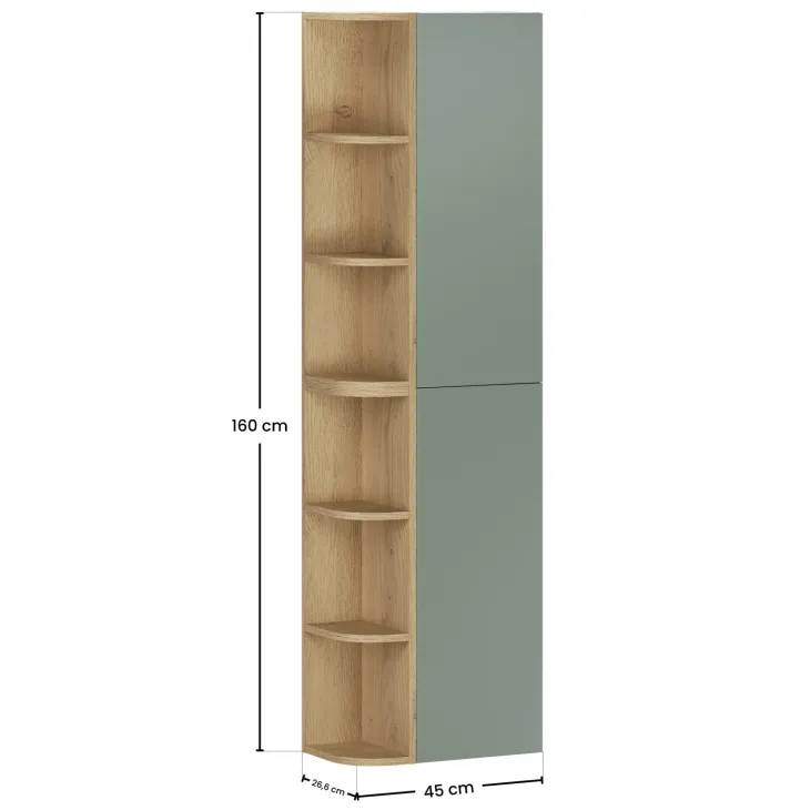 Colonna bagno sospesa 45x160h cm 2 ante verde salvia rovere Speranza