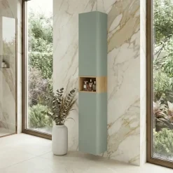 Colonna bagno sospesa 30x180h cm 2 ante verde salvia rovere Speranza