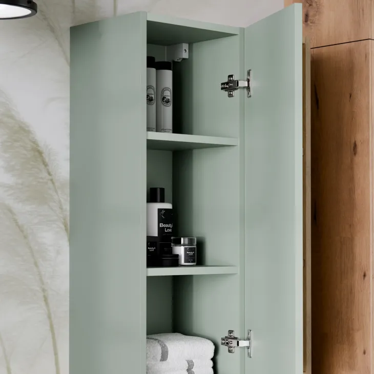 Colonna bagno sospesa 30x180h cm 2 ante verde salvia rovere Speranza