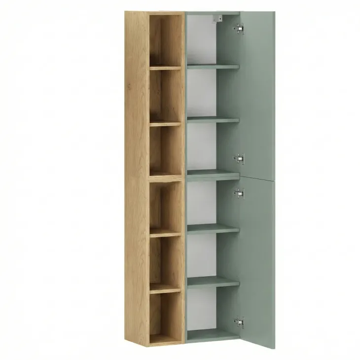 Colonna bagno sospesa 50x160h cm 2 ante verde salvia rovere Speranza