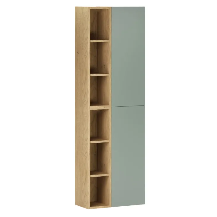 Colonna bagno sospesa 50x160h cm 2 ante verde salvia rovere Speranza