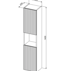 Colonna bagno sospesa 30x140h cm cannettato 2 ante verde salvia Greeny