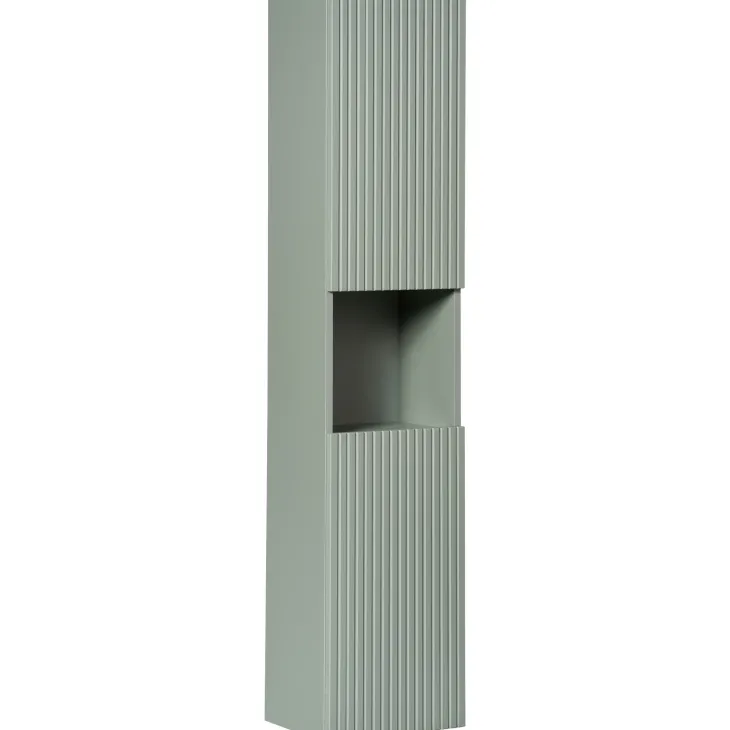 Colonna bagno sospesa 30x140h cm cannettato 2 ante verde salvia Greeny